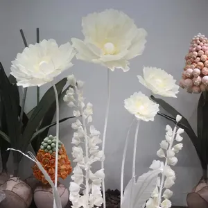 A-GF008 fleur de pavot géante artificielle décoration fleurs géantes en tissu pour vitrine fleur géante en papier organza