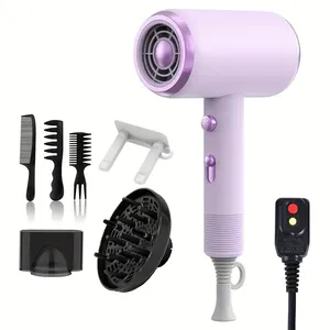 Powerful Wall Mounted Negative Ion Quiet And Lightweight Quick-Dry Ionic Hair Dryer With Concentrator and Diffuser Attachments