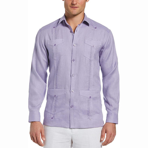 <span class=keywords><strong>Camicia</strong></span> Guayabera a maniche lunghe a quattro tasche in <span class=keywords><strong>lino</strong></span> <span class=keywords><strong>100</strong></span>% Cubavera personalizzata - Product Image 5