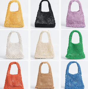 Commercio all'ingrosso <span class=keywords><strong>borsa</strong></span> Tote in corda di <span class=keywords><strong>cotone</strong></span> Color caramello da donna con tessuto a mano - Product Image 6