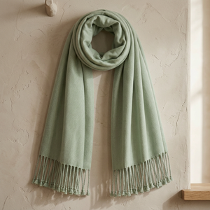 Chal de invierno de viscosa suave con flecos y borlas, bufanda cálida para mujer, ideal para uso diario y formal. - Product Image 2