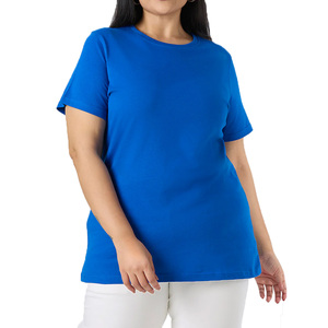 T-shirt en coton doux pour femme grande taille, coupe décontractée, logo discret, tissu respirant pour un confort estival quotidien et un style décontracté superposable - Product Image 1