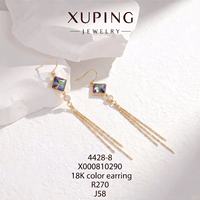 Anting-anting gantung kristal panjang grosir Xuping Jewelry, berlapis emas 18K, bentuk hati, bunga, bintang, untuk pesta wanita dan pengantin.