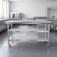 Plan de travail rectangulaire multifonctionnel en acier inoxydable à trois niveaux pour cuisines commerciales sur mesure pour hôtels