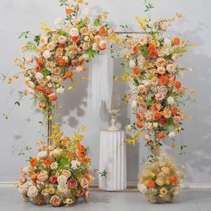 Elegante Vintage boda arco Rosa flor telón <span class=keywords><strong>de</strong></span> fondo soporte profesional <span class=keywords><strong>fiesta</strong></span> suministros Artificial amarillo marrón rústico europeo - Product Image 1