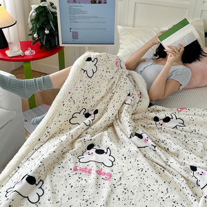 High Gram Weight Lamb Fleece Printed Blanket 100% Polyester Knitted Embroidered Pattern New <strong>Single</strong> Nap Cover <strong>Bedding</strong> Spread - Product Image 2