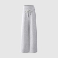 Pantalon Culotte Gris Femme Été Léger Coupe Droite Décontractée Ample Taille Mi-Haute Respirant Anti-plis