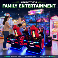 Simulateur de course pour enfants à monnayeur, station de jeu bilingue anglaise pour deux joueurs, construction métallique, garantie 1 an pour les parcs d'attractions
