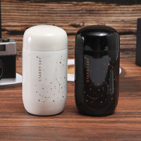 Nueva doble capa 304 Acero inoxidable estrella Mini bolsillo portátil pequeña capacidad impresa termo taza para parejas botella de café