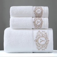 Custom High Quality Hilton Egyptian Plush White 100% Genuine Turkish Cotton Shower Tools Comfortable Towel Luxury Hotel Bath Set