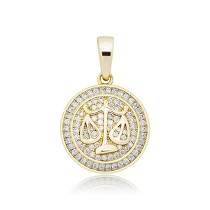 Oro rosa oro argento placcato 3 colori CZ diamante pavimentato moneta medaglione hip hop uomini <span class=keywords><strong>ariete</strong></span> collana dodici <span class=keywords><strong>gioielli</strong></span> zodiacali - Product Image 4