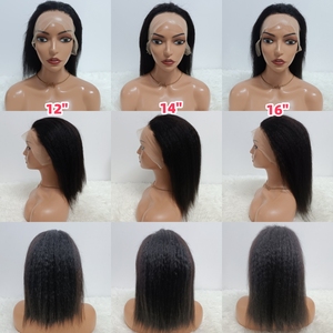 Promotion Letsfly 24$ Perruques Bob Full Lace Frontal 13x4 Yaki Kinky Straight 100% Cheveux Humains 12-16 pouces Haute Qualité - Product Image 2