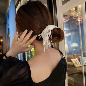 Élastiques à cheveux en tissu faits main de haute qualité, écologiques, noirs et blancs, avec perles et pompons, accessoires pour queue de cheval - Product Image 4