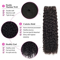 Paket Rambut Bundel Grosir dengan Closure 4*4, Rambut Keriting Alami Warna Natural, Paket Rambut Bundel Brasil Murah untuk Wanita Kulit Hitam