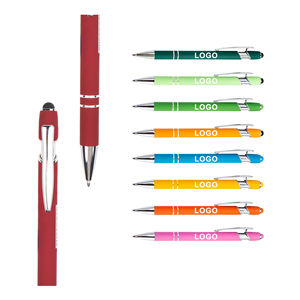 Stylo bille publicitaire personnalisé en métal avec logo, forme classique, plusieurs couleurs, pour stylet tactile doux - Product Image 3
