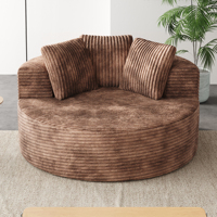 En stock, Canapé de salon moderne marron, Chaise individuelle ronde marron en mousse compressée sous vide