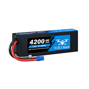 Baterai LiPo 7.4V 2S 4200mAh/5200mAh/6500mAh/7600mAh/8000mAh 40C Hard Case Pack dengan Konektor XT60 & EC5 untuk Mobil Balap RC - Product Image 1