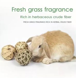 Rumput alami bola Dedalu mainan kunyah untuk hewan kecil kelinci lucu kelinci Guinea Pig perawatan gigi permainan anjing - Product Image 2