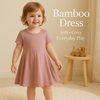 Pyjama d'été en bambou pour filles, manches courtes, 95% fibre de bambou, 5% élasthanne, doux, hypoallergénique, style robe ample