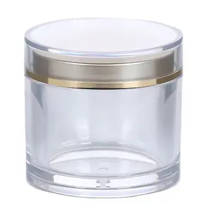 Food Grade Transparent Acrylic Plastic Jars Food and Health Product pots Medicine Cosmetic bottle with gold lids