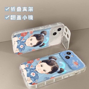 Cover per Cellulare in TPU con Stampa Cartoon Ragazza Arrabbiata e Supporto a Specchio per Fotocamera per iPhone 7 8 X Xr XS 11 12 13 14 15 16 Pro 17 - Product Image 4