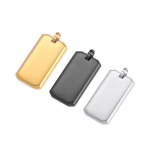 Collier pendentif rectangulaire poli miroir en gros, plaque d'identification vierge en acier inoxydable, bijoux de mode pour hommes 19x35mm - Product Image 3