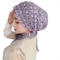 Hijab musulman pour femmes, châle en dentelle avec perles, turban à fleurs brodées, couvre-tête islamique