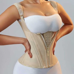 Cintura de corsé de látex con cremallera y cierre de botón Blusa moldeadora para contorno corporal Moldeador ajustado - Product Image 1