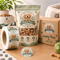 Étiquettes rondes personnalisées, autocollantes, imperméables, pour l'emballage des fournitures pour animaux de compagnie, autocollants avec logo