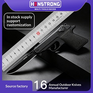 Nouveau couteau pliant de type pistolet de style allemand 2026, couteau miniature multifonctionnel portable pour l'extérieur avec manche en aluminium 3CR13, emballé - Product Image 4
