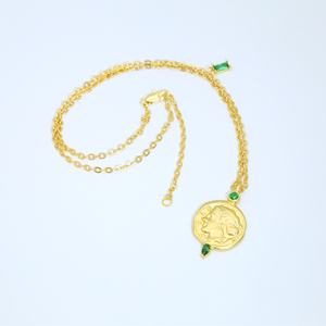 Collier de joaillerie en plaqué or véritable Chaîne câblée Collier de pièces vertes Collier de femmes de la <span class=keywords><strong>Rome</strong></span> <span class=keywords><strong>antique</strong></span> - Product Image 2