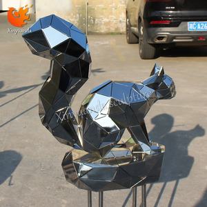 Patung tupai geometris dipoles baja tahan karat instalasi seni Plaza komersial luar ruangan ornamen berdiri lantai besar - Product Image 2
