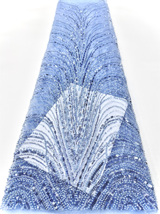 NI.AI奢华串珠蕾丝新娘网眼亮片珍珠网蕾丝面料婚纱材料 - Product Image 3