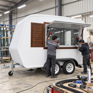 Remorque à glaces et jus 4,8 m style rétro Airstream, structure en aluminium, compartiments isolés, cuisine mobile extérieure - Product Image 5