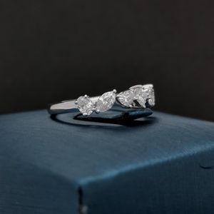 Regalo del Día de San Valentín 18K corte de pera joyería fina laboratorio cultivado CVD diamante compromiso eternidad banda anillo para mujer - Product Image 3