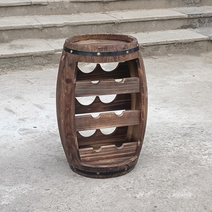 Meuble de présentation vertical en chêne antique pour bouteilles de <span class=keywords><strong>vin</strong></span>, forme tonneau, capacité 7 bouteilles, hauteur 50 cm, idéal pour les fêtes, durable - Product Image 6