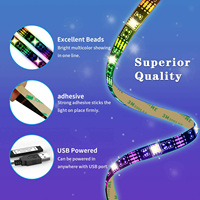 Bande LED RGB intelligente pour rétroéclairage TV, 5M, compatible APP et Bluetooth, bande lumineuse flexible 5V DC, éclairage ambiant à couleur réglable