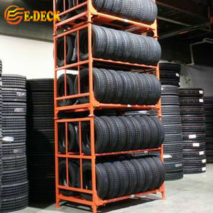 भारी शुल्क पाउडर लेपित गोदाम फोल्डेबल स्टैकिंग ट्रक टायर रैक - Product Image 5