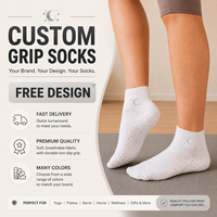 Chaussettes de yoga mi-mollet en coton avec logo personnalisé, respirantes, absorbant les chocs, pour le fitness et le ballet, avec grip, pour femmes, chaussettes de yoga et de Pilates courtes
