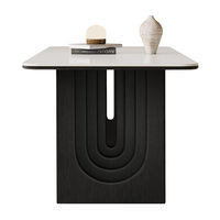 Table à manger en dalle de pierre Delifon, un ensemble de table et chaises en bois massif de style antique, design moderne et minimaliste, adapté