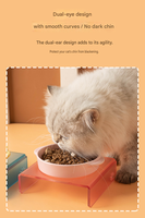 Gamelle en céramique de style coréen pour chat, anti-renversement, en porcelaine, avec double anse, design simple, peu profonde, pour chaton, usage intérieur