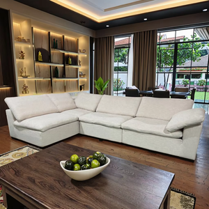 Dropshipping <span class=keywords><strong>sofa</strong></span> đám mây <span class=keywords><strong>sofa</strong></span> 3 chỗ Trắng linen vải chần sợi vòng thiết kế lông điền vào biệt thự sử dụng phòng khách đi văng - Product Image 1