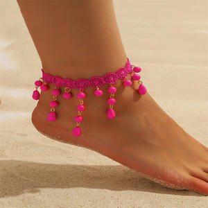 Nueva moda Europa y América exagerada bohemio Multicolor encaje flecos gota tobillo pulsera para mujeres al por mayor - Product Image 3