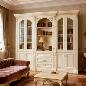 Bibliothèque en bois sculpté, porte de placard en panneau de densité, corps de placard peint, panneau de particules, sans peinture, étagère à livres, meubles, bureau, chambre - Product Image 2