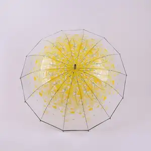 Multi Color New Design Transparente Guarda-chuvas Personalizado Colorido Impressão Promocional Transparente Clear Umbrella
