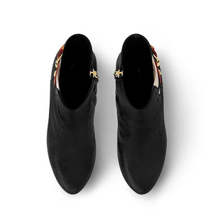 Retro High Chunky Heels Long Booties Metal Belt Buckles Side Zipper Patchwork Shoes Women Square Toe Knee High <b>Boots</b> - Product Image 6