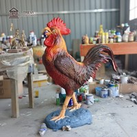 Sculpture de coq en bronze TREVI pour extérieur, taille réelle, statue de poulet en métal moulé antique pour la décoration de la ferme et du jardin