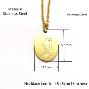 Acero inoxidable 18K chapado en oro patrón personalizado horóscopo 12 Constelaciones colgante collar joyería para mujer - Product Image 6