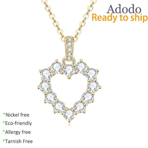 Collier pendentif en forme de cœur coréen en zircon micro-pavé, pour femme, en cuivre pur, plaqué or 14 carats, bijoux faits à la main - Product Image 1