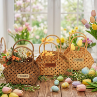 Panier à fleurs en bois avec poignées, panier pour demoiselle d'honneur, panier cadeau de Pâques, arrangement de fleurs séchées, décoration intérieure, vente en gros